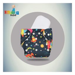 Chinmay Kids Cloth Diaper Cute Prints Freesize Reusable Washable Adjustable Snap Buttons Cloth Diaper For Babies With Wet Free Insert Pads Leak Proof & Dry Feel Pack of 2 - Sky Blue & Dark Blue image 4