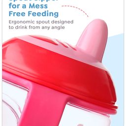 babyhug disney Babyhug Hard Spout Non Spill Sipper Cup With Twin Handle & Mickey & Minnie Mouse Print Pink - 150 ml image 4