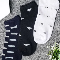 Brauch Men Pack Of 3 Geometric Pattern Cotton Ankle-Length Socks-picture-23