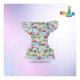 Chinmay Kids Cloth Diaper Cute Prints Freesize Reusable Washable Adjustable Snap Buttons Cloth Diaper For Babies With Wet Free Insert Pads Leak Proof & Dry Feel Pack of 2 - Sky Blue & Dark Blue image 5