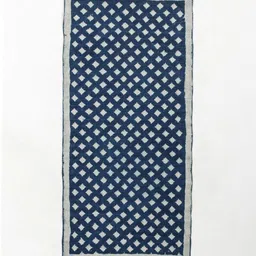 Fabindia Blue & White Geometric Printed Tasselled Dhurries-13