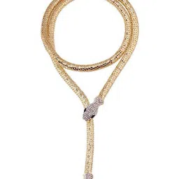 Krelin Gold-Plated Rhinestone Stone-Studded Decor Snake Design Necklace-image-3