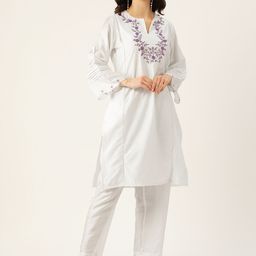 MISRI Floral Embroidered Pure Cotton Kurta with Palazzos-image-41