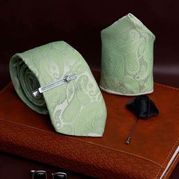 LOUIS STITCH Men Silk Printed Necktie Accessory Gift Set Combo-image-63