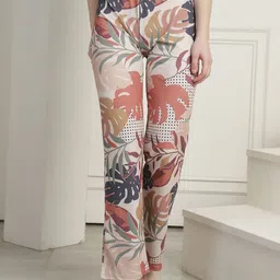 Metronaut Floral Print Relaxed High-Rise Bootcut Trousers-image-5