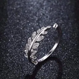 Ringzinnie Silver-Plated Crystal Studded Adjustable Finger Ring-image-93
