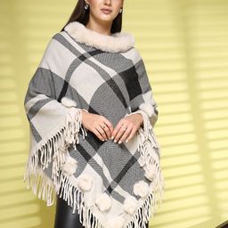 Mafadeny Women Printed Longline Poncho-image-64