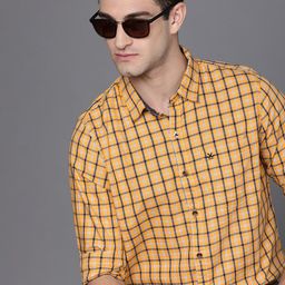 WROGN Men Yellow Slim Fit Checked Casual Shirt-image-75
