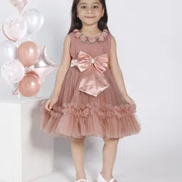Ministitch Girls Sleeveless Floral Applique Fit & Flare Dress-image-48
