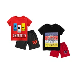 Tik Tok WEARS Boys Pack Of 2 Graphic Printed Pure Cotton T-shirt With Shorts-picture-13