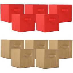Kuber Industries Red & Beige 10 Pieces Drawer Organisers-16