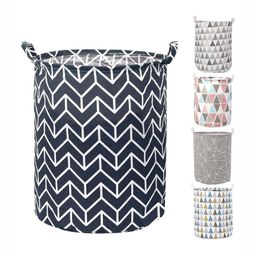 HOKIPO Navy Blue & White Printed Cotton Laundry Bag-47