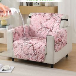 HOKIPO Pink & Mauve Printed Waterproof Sofa Cover With Arms-79