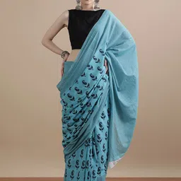 Jaipur Kurti Mulmul Cotton Paisley Printed Saree-picture-18