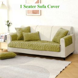 HOKIPO Green Velvet 3 Piece Sofa Cover With Arms-image-59