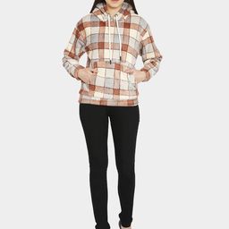 HAUTEMODA Women Checked Hood Front-Open Sweatshirt-image-88