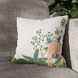 LUSHLYF White & Green Ethnic Motifs Velvet Square Cushion Cover-image-2