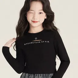 LULU & SKY Girls Typographic Print Cotton Top-image-85