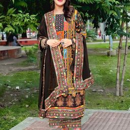 BAESD Ethnic Motifs Printed Mirror Work Straight Kurta With Palazzos & Dupatta-46