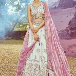 panchhi Embellished Sequinned Semi-Stitched Lehenga & Unstitched Blouse With Dupatta-picture-13