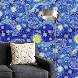 ArtzFolio Printed UV-Resistant Anti-Bacterial Glowing Moon And Stars Peel & Stick Wallpaper-image-66