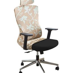 HOKIPO Brown & White Floral Printed Computer Rotated Chair Cover-image-27