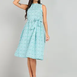 Shiv ali apparels Ethnic Motifs Printed Cotton Fit & Flare Dress-image-13
