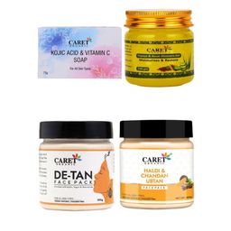 CARET ORGANIC Set Of 4 Soap- 75 g- Gel- 100 g- De Tan Face Pack-100 g & Chandan Ubtan-100g-17