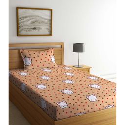 Arrabi Bed Cotton Single Bedsheet and Pillow Cover  Brown-image-40