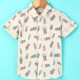 Jash Kids Half Sleeves Shirt Pineapple Print - Cream-picture-6