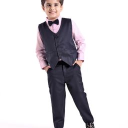 Babyhug Cotton Full Sleeves Party Wear Suit With Blazer Arrow Print - Navy Blue & Pink-image-6
