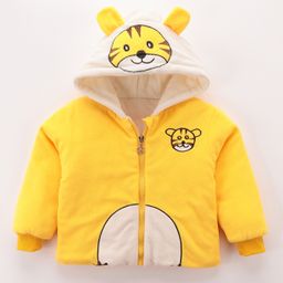Kookie Kids Full Sleeves Hooded Jacket with Tiger Print - Yellow-picture-33