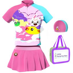 Little Surprise Box Half Sleeves Animals Printed Swimsuit With Cap & Bag - Multi Colour-image-44