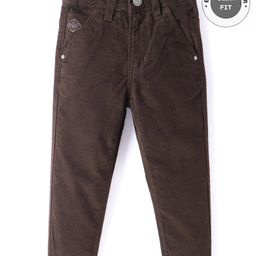 RUFF Cotton Woven Full Length Solid Trouser - Brown-image-94