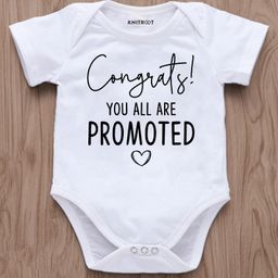 KNITROOT Announcement Theme Half Sleeves Congrats You All Are Promoted Text Printed Onesie - White-image-27
