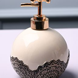 Voncasa Ceramic Glossy White color Soap Dispenser (300 ml)-image-57