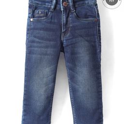 Ruff Denim Woven Full Length Washed Jeans - Navy Blue-image-54
