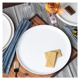 VONCASA Hammered Melamine Round Quarter Plates Pack of 6 - White-picture-17