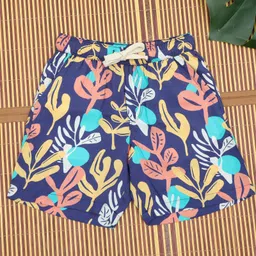 The Lion and the Fish Viscose Woven Leaves Printed Shorts - Blue & Purple-picture-3