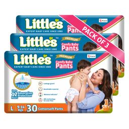 Little's Baby Diapers L Size (Large) Pants Style | 9-14 kg | 90 Count - Pack of 3 | CottonSoft Baby Diaper with Leakage Guard, Wetness Indicator & 12 Hours Absorption-image-14