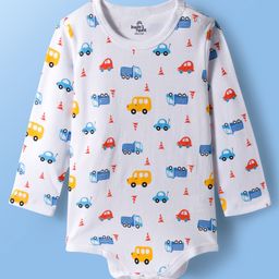 Doodle Poodle 100% Cotton Knit Full Sleeves Onesie with Vehicle Print - White-picture-43