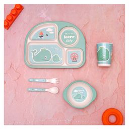 The Bamboo Co Wally The Green Whale Bamboo Kids Dinner Set of 5- Green-image-88