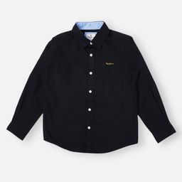 Pepe Jeans Cotton Woven Full Sleeves Solid Colour Shirt - Black-image-89