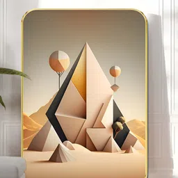 SAF Beige & Gold-Toned Geometric Desert Landscape Modern Abstract Wooden Wall Art-image-13
