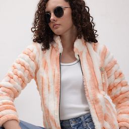 The Roadster Life Co. Self-Striped Tie & Dye Effect Faux Fur Detail Wool Tailored Jacket-picture-16