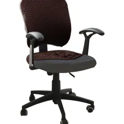 HOKIPO Brown Textured 170-GSM Jacquard Stretchable Office Chair Covers-image-8
