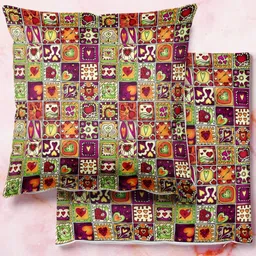 ArtzFolio Multicoloured Set of 2 Velvet Square Cushion Covers-image-76