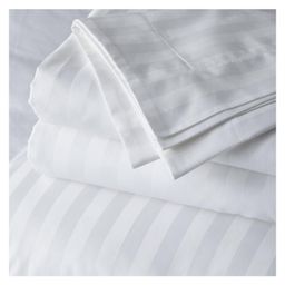 Filymore Super King Size Plain Solid Stripe Double Bedsheet With Two King Size Pillow Cover Made With Pure Microfiber(Size 108x108 Inches)(Colour-White) image 4