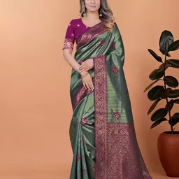 V3 FASHION STUDIO Ethnic Motifs Zari Art Silk Banarasi Saree-picture-11