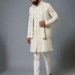 sven suits Men Textured Silk Kurta with Trouser-picture-6